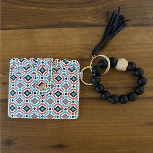 Geometric Pattern Card Holder with Keychain
